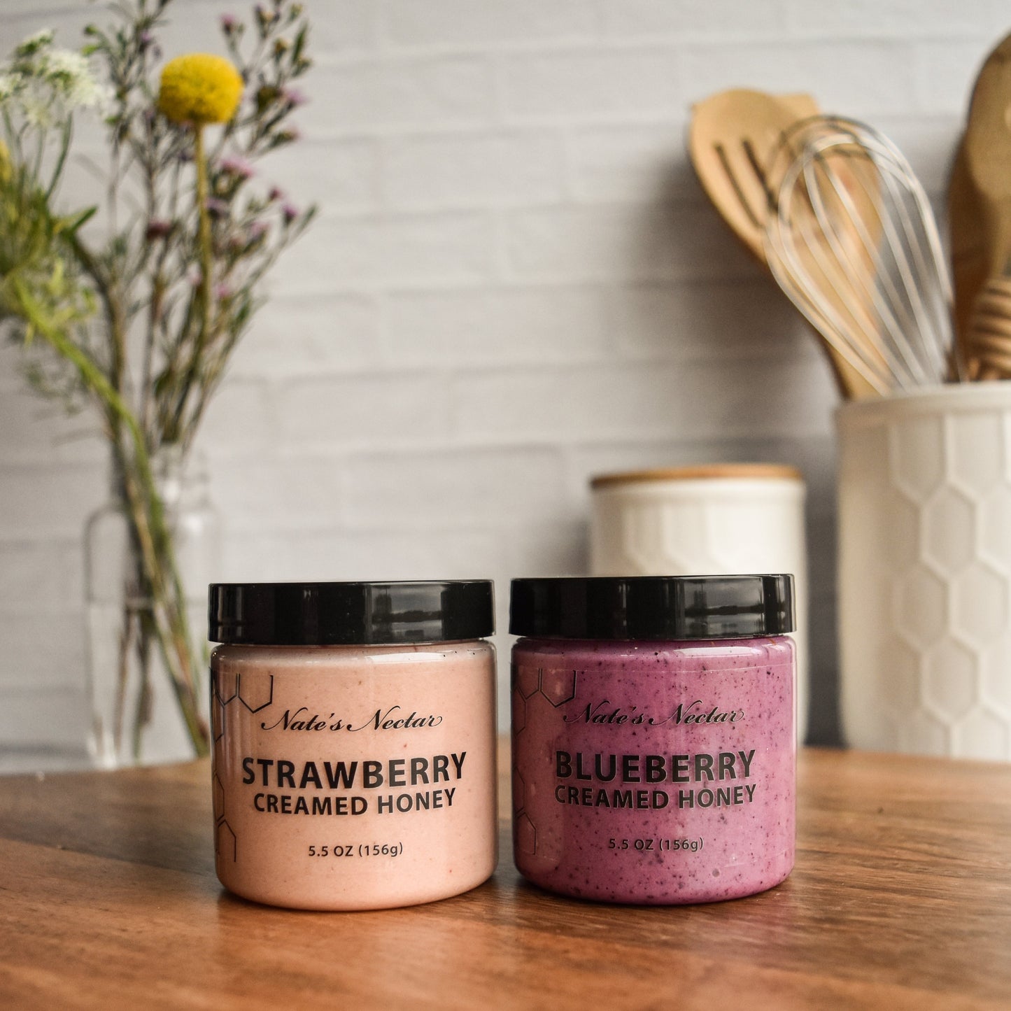 Nate's Nectar Creamed Honey 2 Pack, natural ingredient spread, 5.5 oz jar, 2 pack