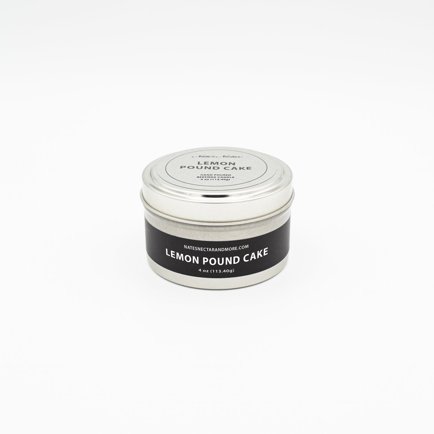 Lemon Pound Cake Beeswax Candle, Nate's Nectar Signature Beeswax Candle Collection, Hand Poured, 4 oz tin and melt
