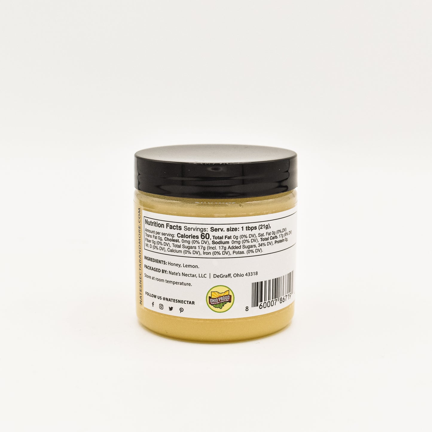 Lemon Creamed Honey, Nate's Nectar Creamed Honey, natural ingredient spread, 5.5 oz jar
