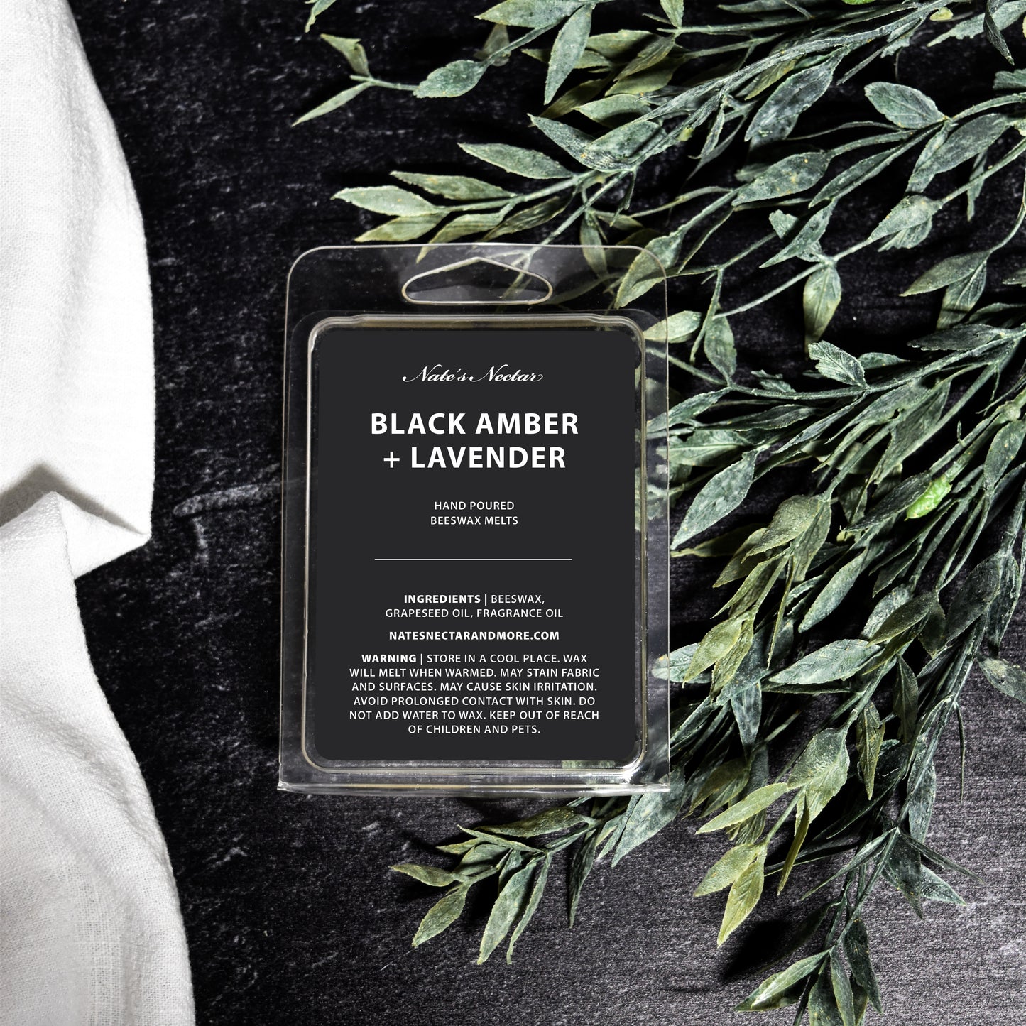 Black Amber & Lavender Beeswax Candle, Nate's Nectar Signature Beeswax Candle Collection, candle melt