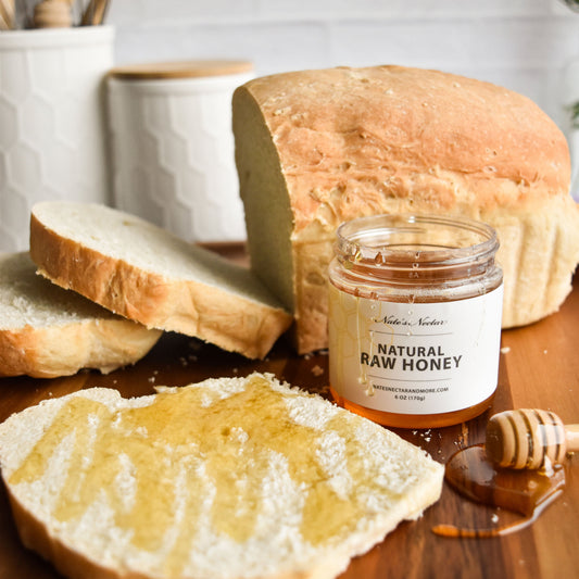 Nate's Nectar 6 oz Raw Honey with bread