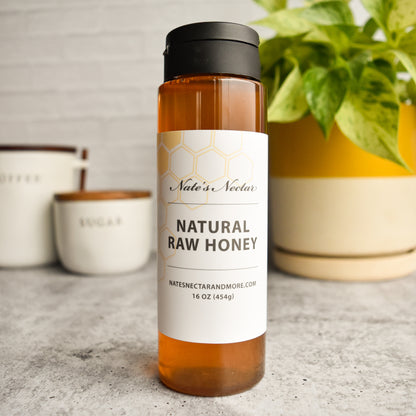 Nate's Nectar Natural Raw Honey, 1 lb squeeze bottle