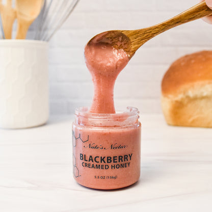 Blackberry creamed honey, natural spread