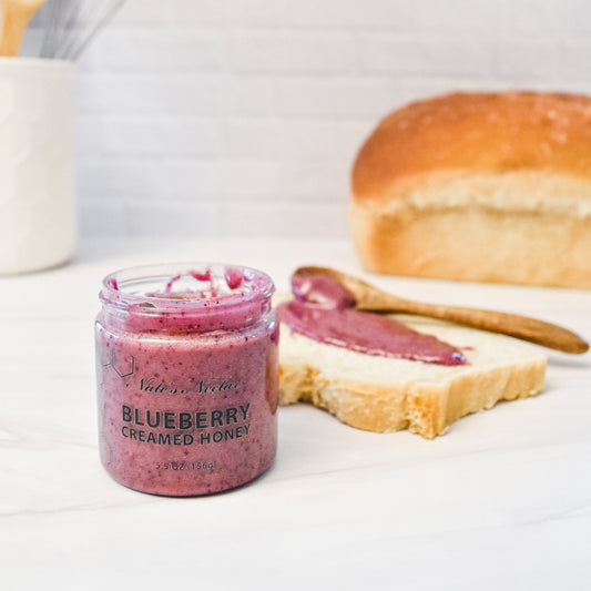 blueberry creamed honey spread on toast