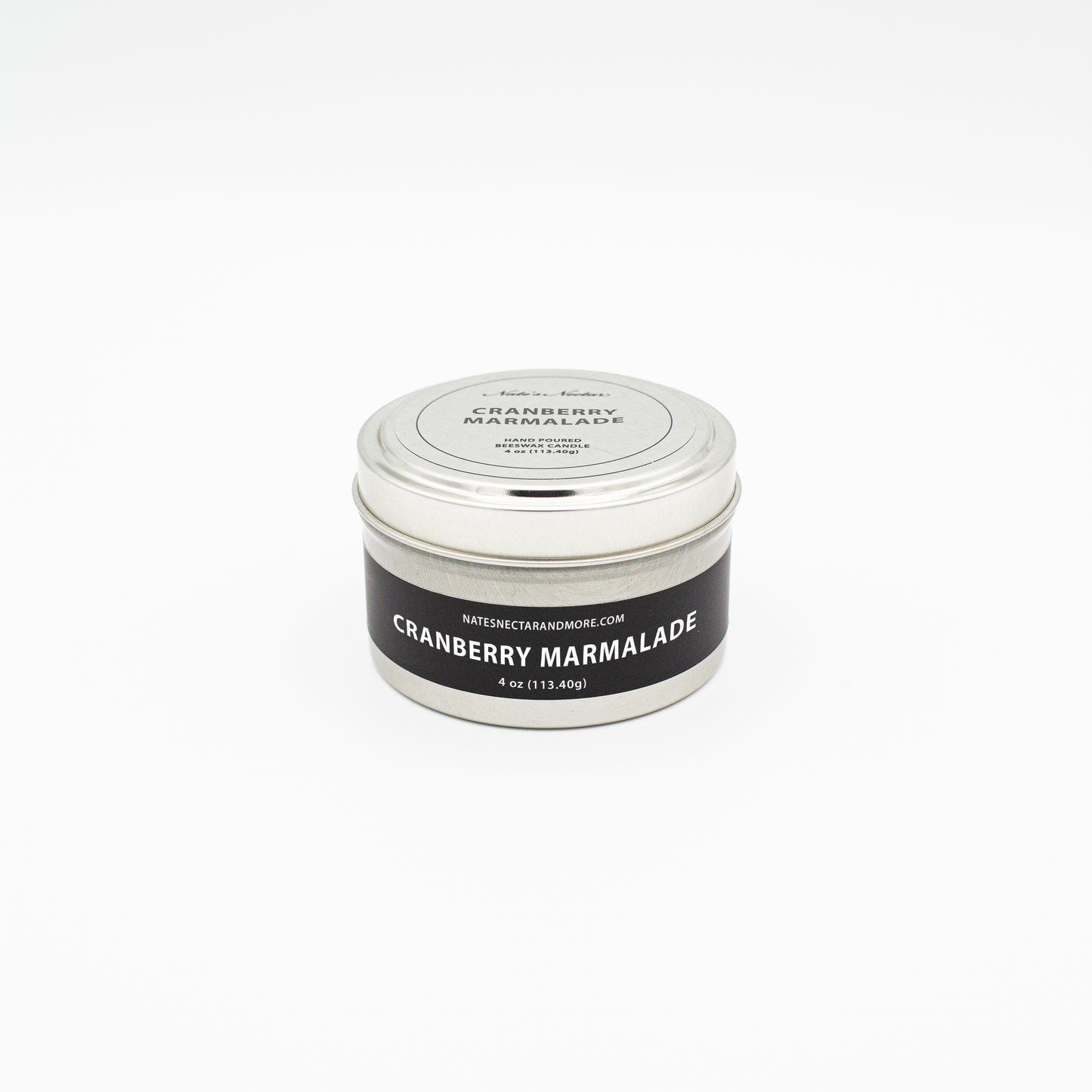 Cranberry Marmalade Beeswax Candle, Nate's Nectar Beeswax Winter Candle Collection, 4 oz tin