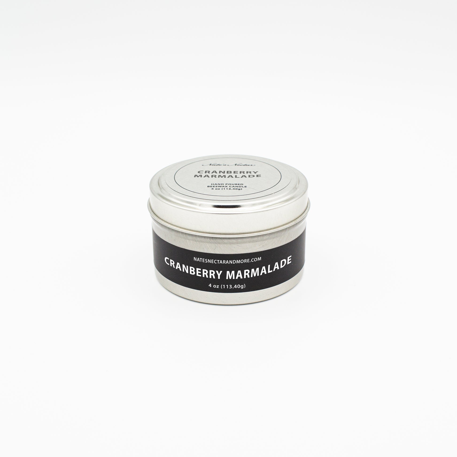 Cranberry Marmalade Beeswax Candle, Nate's Nectar Beeswax Winter Candle Collection, 4 oz tin