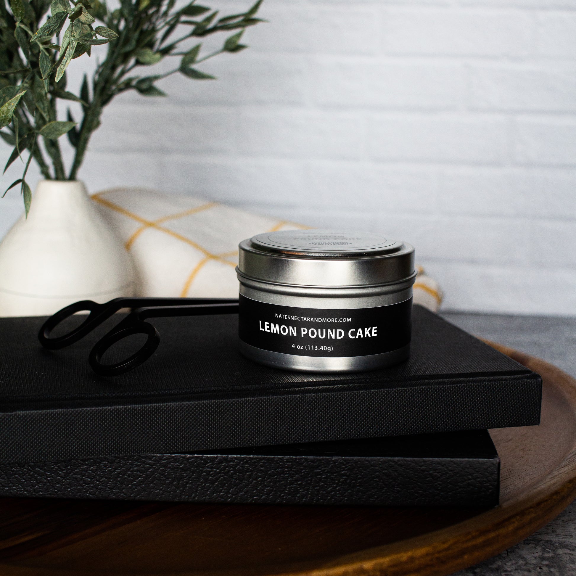 Lemon Pound Cake Beeswax Candle, Nate's Nectar Signature Beeswax Candle Collection, Hand Poured, 4 oz tin and melt