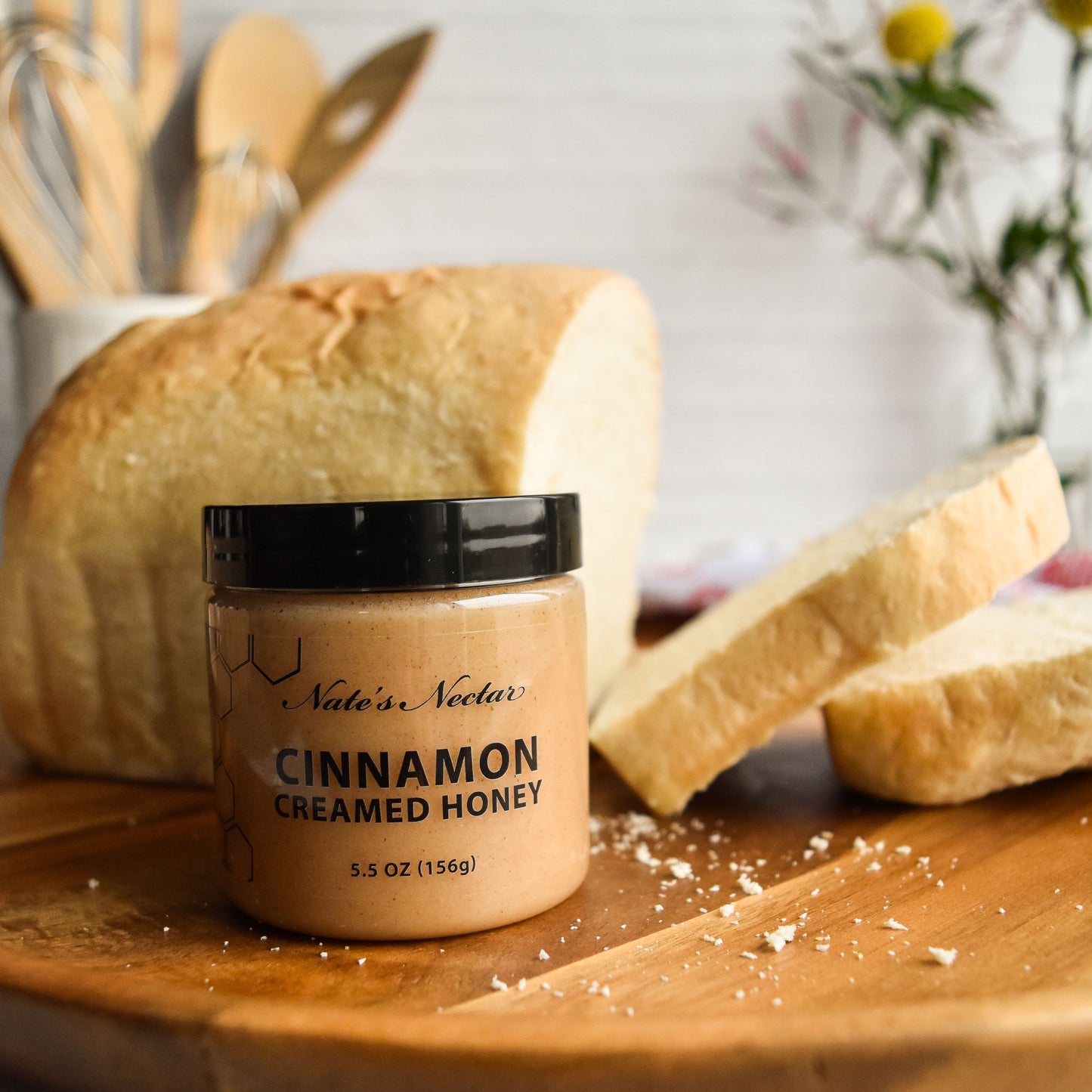 Cinnamon Creamed Honey, 5.5 oz jar, Nate's Nectar Creamed Honey Collection, natural ingredient spread