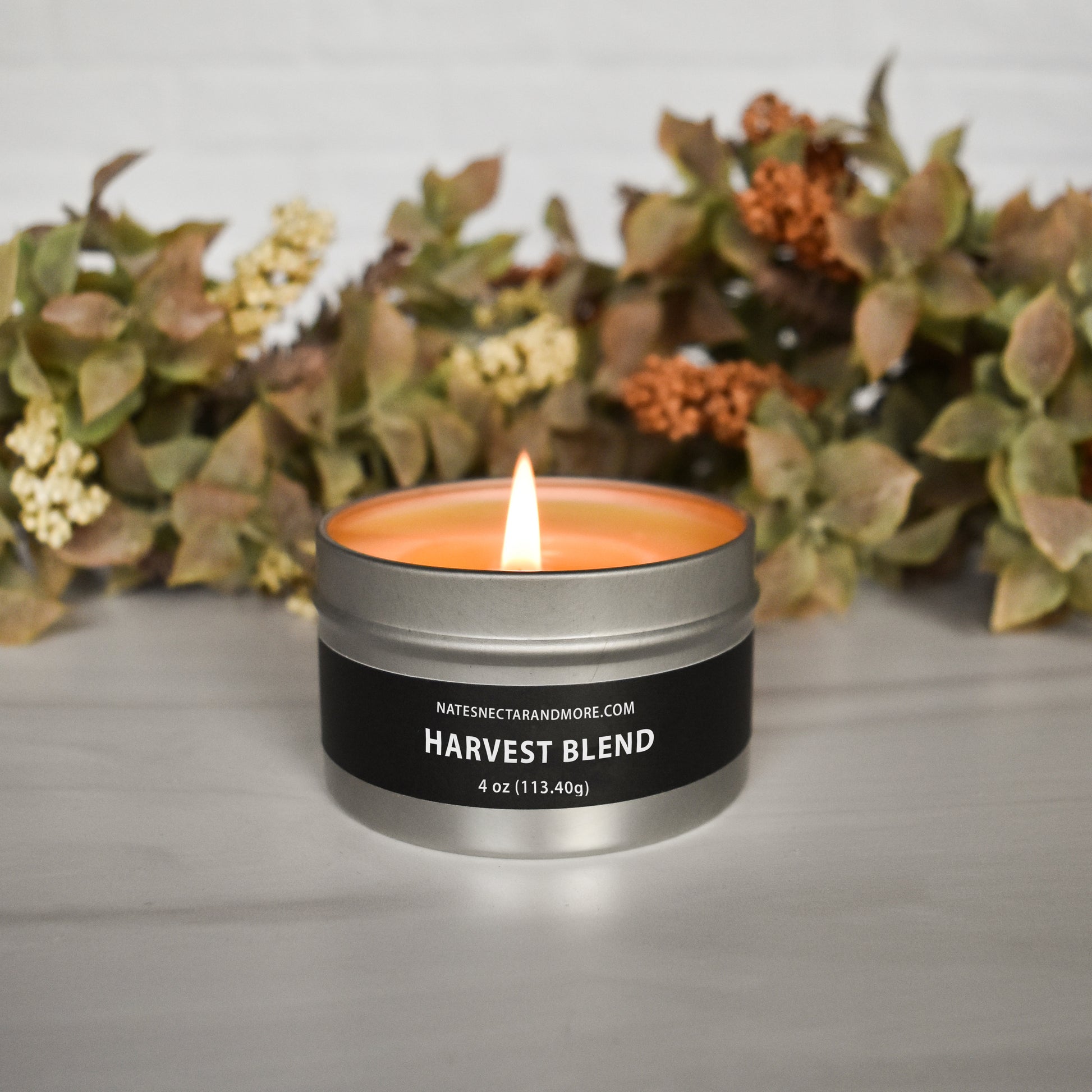 Harvest Blend Beeswax Candle, Nate's Nectar Fall Beeswax Candle Collection, 4 oz tin and candle melt