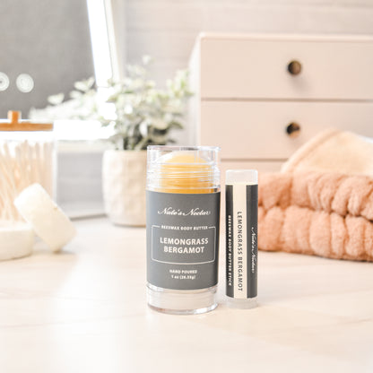 Lemongrass Bergamot Beeswax Body Butter, Nate's Nectar Beeswax Skin Care, Hand Poured, 1 oz and Body Butter