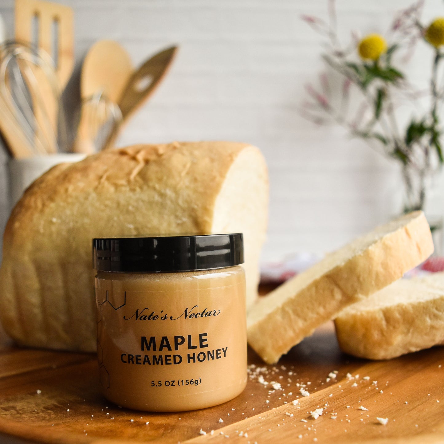 Nate's Nectar Maple Creamed Honey, 5.5 oz jar, spread on pastries and snacks