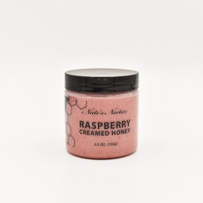 Raspberry Creamed Honey, Nate's Nectar Creamed Honey Collection, natural ingredient spread, 5.5 oz jar